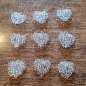 12 Glass Christmas tree ornament ornaments heart hearts holiday decoration decor